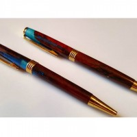 Jarrah and Blue Resin Pens